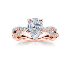 Pear Shape Diamond Twist Shank Engagement Ring