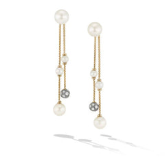 Pearl and Pavé Two Row Drop Earrings
