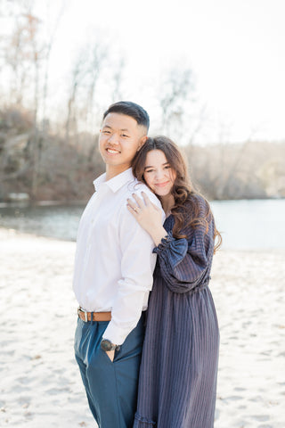Engagement Photo of Anthony and Abigail Beside a Lake