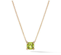 David Yurman Petite Chatelaine Pendant Necklace in 18K Yellow Gold with Peridot and Diamonds