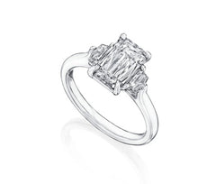 Platinum ASHOKA and Shield Diamond Side Stone Engagement Ring