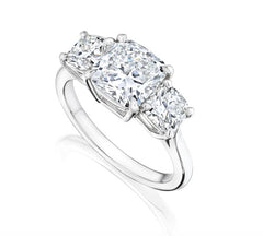 Platinum Cushion Diamond Engagement Ring with Accent Diamonds