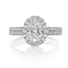 Platinum Oval Center Stone Diamond Halo Engagement Ring