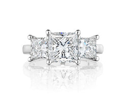 Platinum Princess Cut Diamond Three Stone Engagement Ring