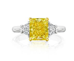 Platinum Radiant Cut Fancy Yellow Diamond Engagement Ring