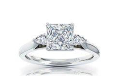 Princess Cut Center Diamond with Side Diamond Accents Engagement Ring