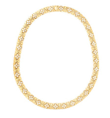 Roberto Coin Royal Princess Flower 18K Yellow Gold Collar Necklace with Diamond Flowers