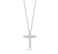 Roberto Coin Tiny Treasures 18K White Gold Diamond Cross Pendant Necklace