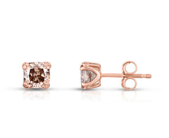 Rose Gold Fancy Diamond Stud Earrings