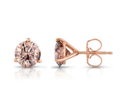 Rose Gold Fancy Round Diamond Stud Earrings