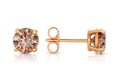 Rose Gold Golden Mocha Diamond Stud Earrings