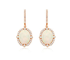 Rose Gold Opal and Diamond Earrings