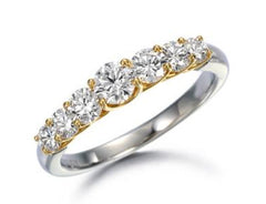 SUWA Platinum and 18K Yellow Gold Prong Set Diamond Band