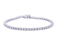 14K White Gold Round Diamond Tennis Bracelet