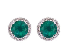 Sabel Collection Birthstone and Diamond Halo Earrings