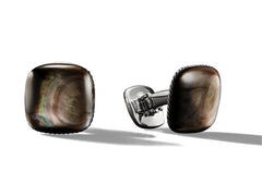 David Yurman Cushion Cufflinks in Sterling Silver with Black Mother of Pearl