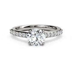 The Studio Collection Round Center Diamond with Diamond Gallery and Shank Engagement Ring