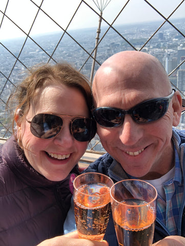 Engaged Couple Mary Beth and Robbie on Top of the Eiffel Tower