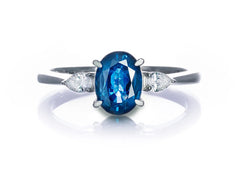 White Gold Sapphire and Diamond Accent Ring
