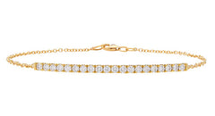 Yellow Gold Round Diamond Bar Bracelet