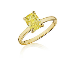 Yellow Gold Solitaire Cushion Fancy Yellow Diamond Engagement Ring