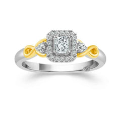 Princess Halo Engagement Ring Set with Infinity Detailing