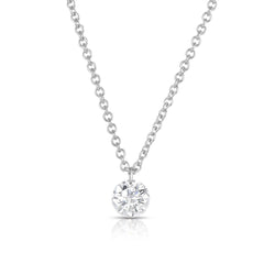 14K White Gold Diamond Solitaire Pendant Necklace Fink's