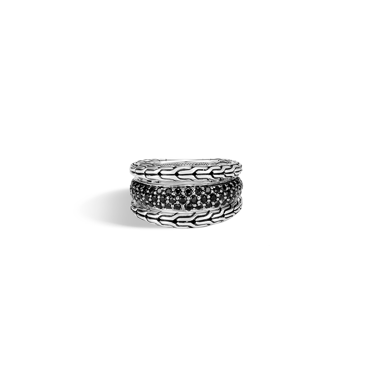 John Hardy Chain Multi-Row Ring with Black Sapphire | Fink's