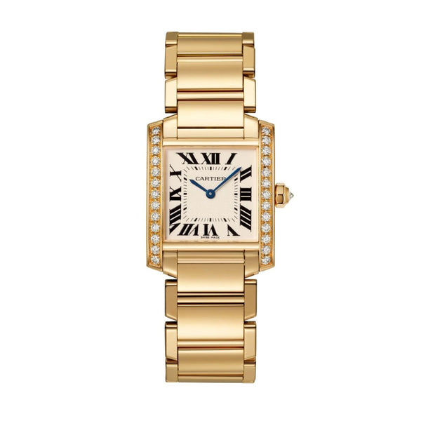 cartier tank francaise gold with diamonds