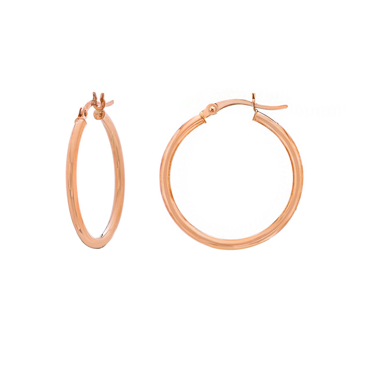 14K Rose Gold 25mm Polished Hoop Earrings | Fink's