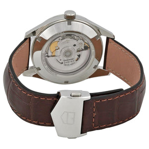 black dial leather strap watch