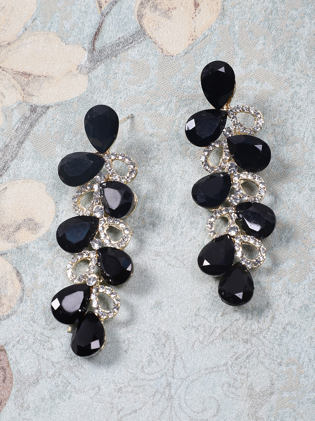 Buy Western Long Earring With Black Rose Gold Plating 704722 | Kanhai Jewels