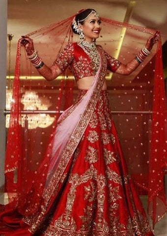 manish malhotra red bridal lehenga