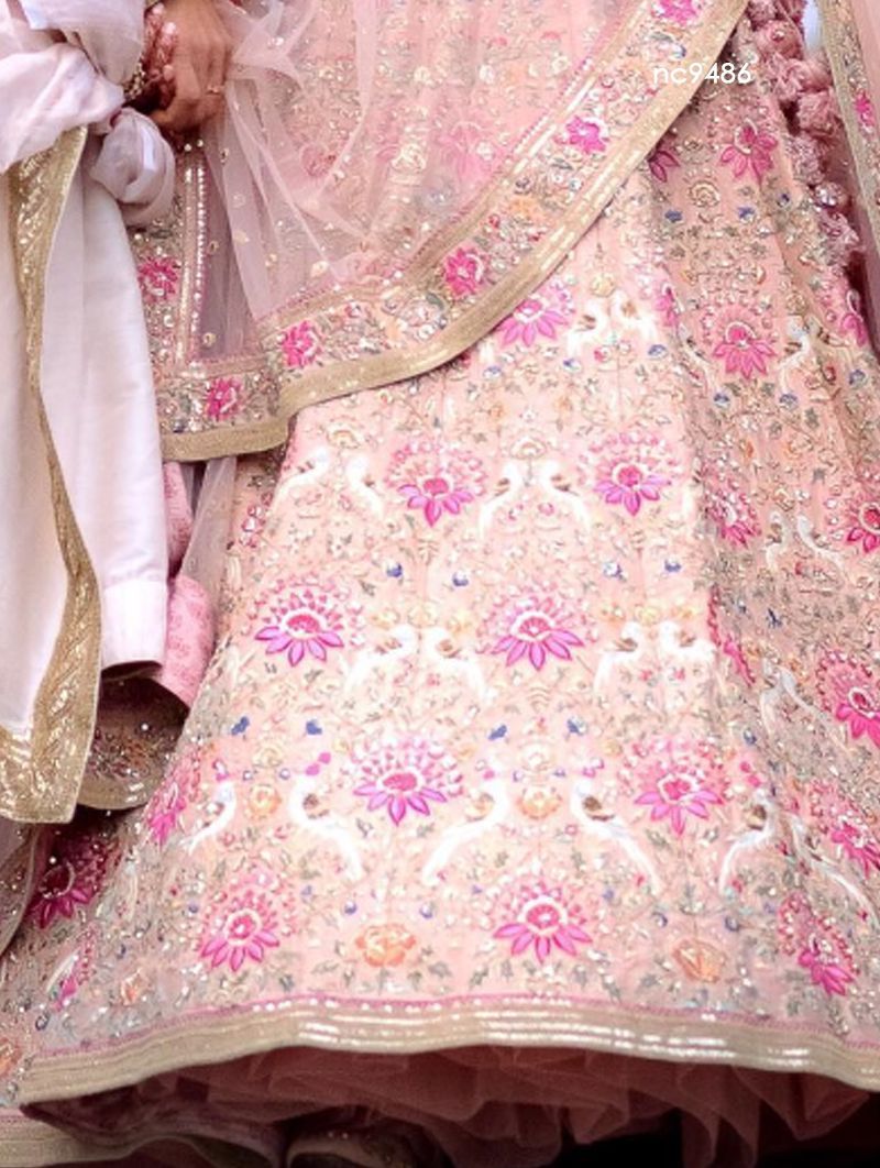 anushka sharma peach silk bridal bollywood lehenga choli nc9486 celebrity wedding lehengas