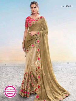 Beige Cream Crush Net Half Half Saree Sarees Online Shopping Natasha Couture