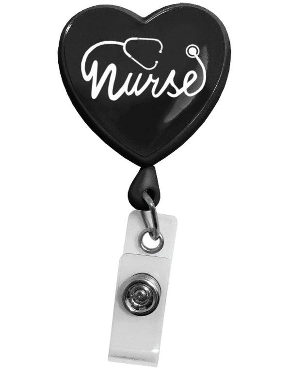 Prestige Medical ID Holder Nurse Heart on Black Prestige Retracteze ID Holder