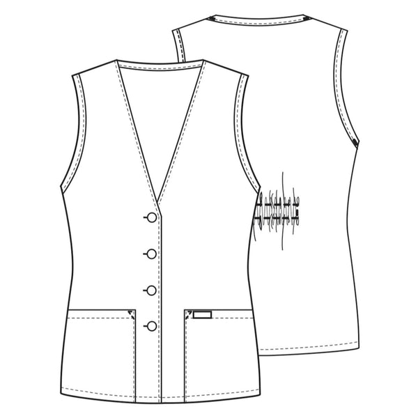 Cherokee Workwear Professionals 1602 Vests Women's Button Front Black 3XL