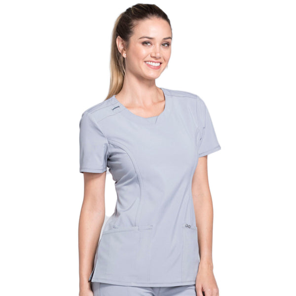 Cherokee Infinity 2624A Scrubs Top Women's Round Neck Grey 4XL