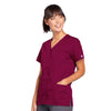 Cherokee Workwear 4770 Scrubs Top Women's Snap Front V-Neck Wine 3XL