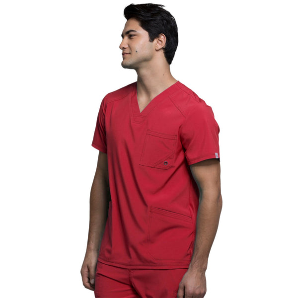 Cherokee Infinity CK900A Scrubs Top Men's V-Neck Red 4XL