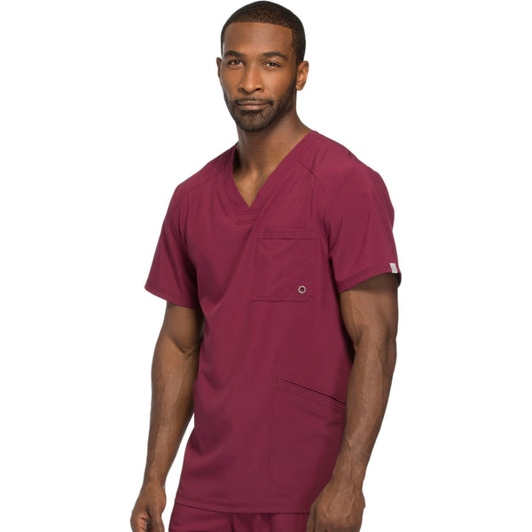 Cherokee Infinity CK900A Scrubs Top Men's V-Neck Wine 4XL