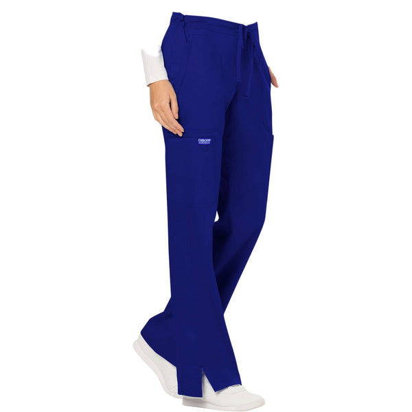 Cherokee Workwear Revolution WW120 Scrubs Pants Women's Mid Rise Flare Drawstring Galaxy Blue 5XL