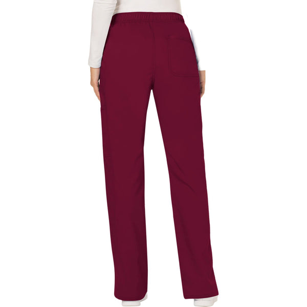 Cherokee Workwear Revolution WW120 Scrubs Pants Women's Mid Rise Moderate Flare Drawstring Wine 3XL