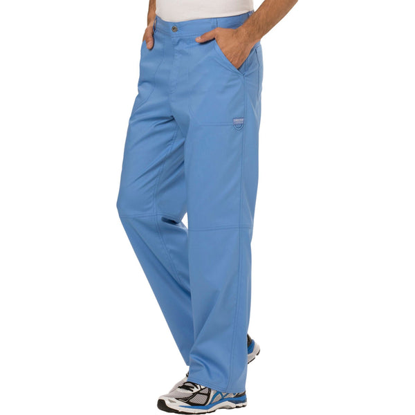 Cherokee Workwear Revolution WW140 Scrubs Pants Men's Fly Front Ciel Blue 4XL