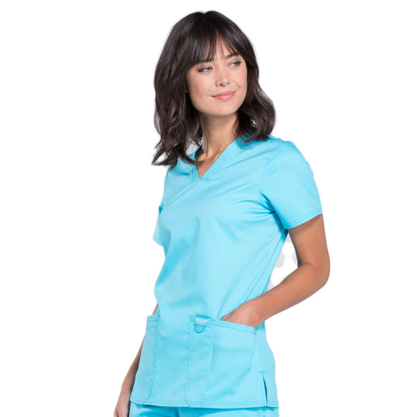 Cherokee Workwear Revolution WW620 Scrubs Top Women's V-Neck Turquoise 4XL