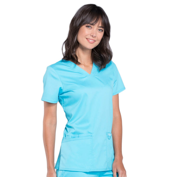 Cherokee Workwear Revolution WW620 Scrubs Top Women's V-Neck Turquoise 5XL