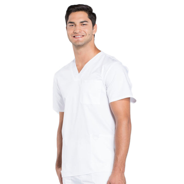 Cherokee Workwear Revolution WW670 Scrubs Top Men's V-Neck White 4XL