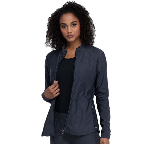 Cherokee Warm Up Jacket Cherokee Form CK390 Scrubs Warm Up Jacket Women Pewter