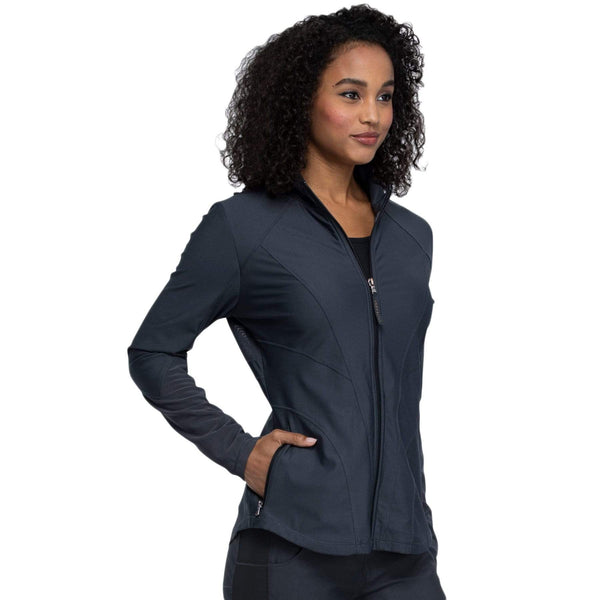 Cherokee Warm Up Jacket Cherokee Form CK390 Scrubs Warm Up Jacket Women Pewter