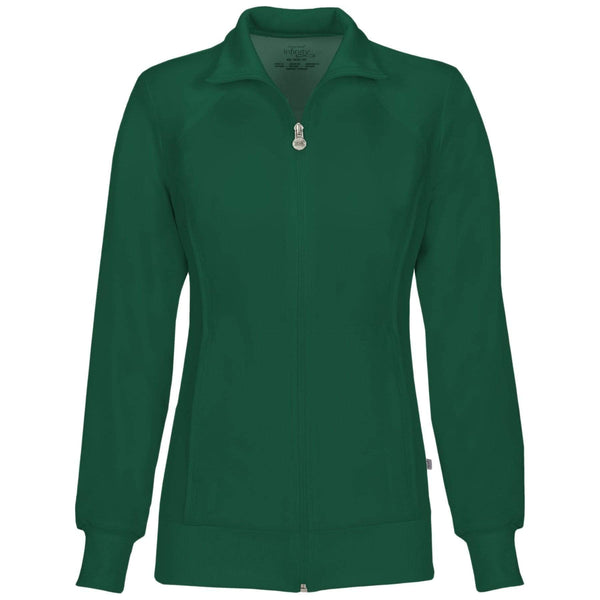 Cherokee Scrubs Jacket 2XL Cherokee Infinity 2391A Scrubs Jacket Women's Zip Front Warm-Up Hunter Green